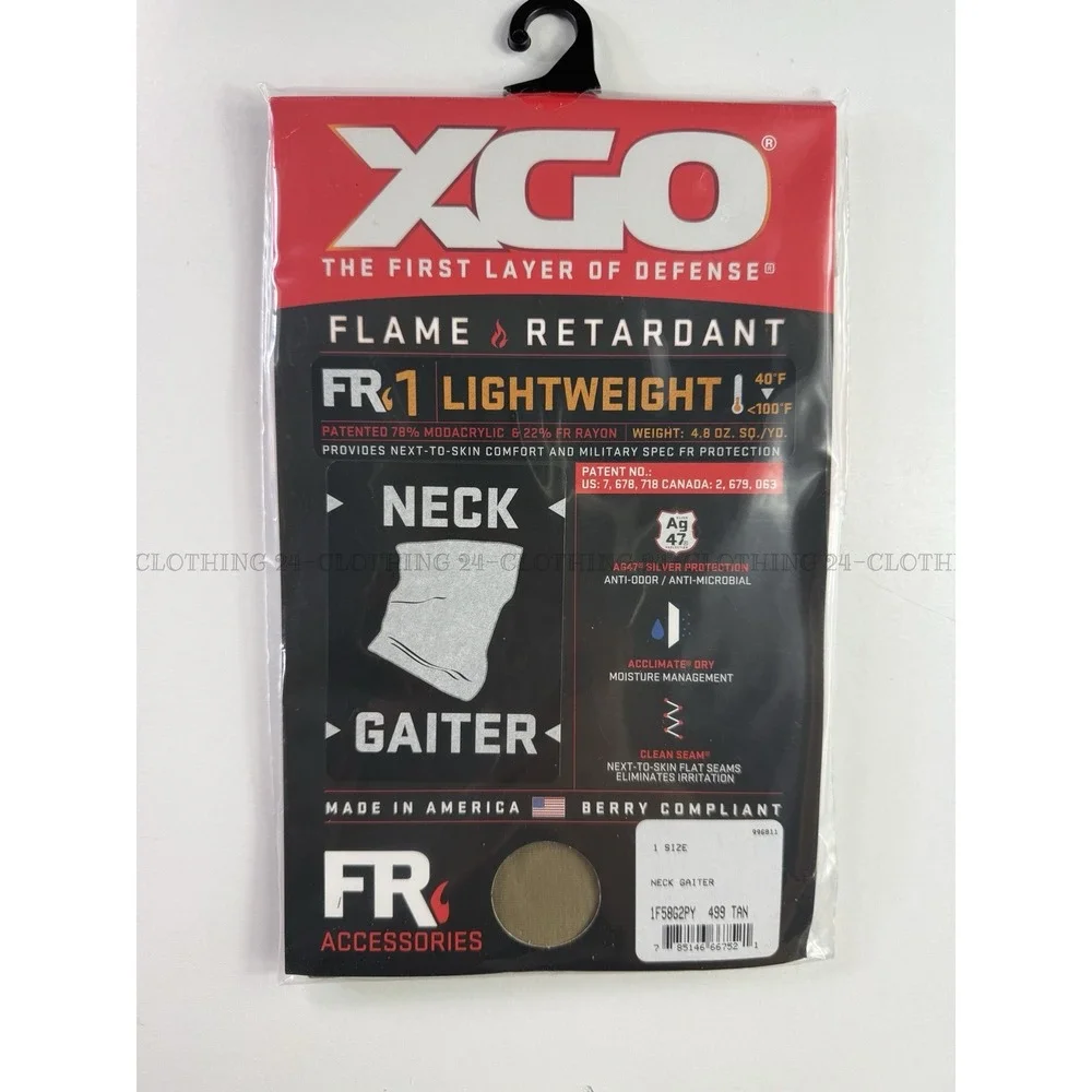 XGO Lightweight FR Flame Retardant Multi-Use Neck‎ Gaiter Tan 499 One Size USA